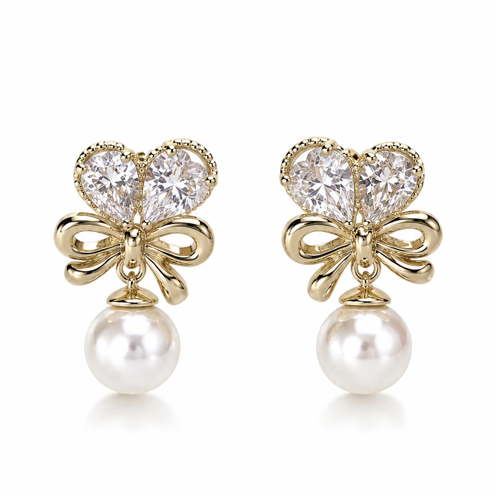 Romantic Pearl Bow Earrings