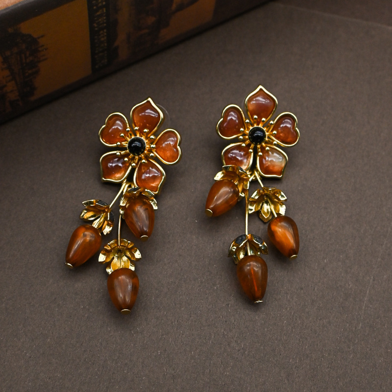 Artistic Floral Earrings Inspired by Nature Red