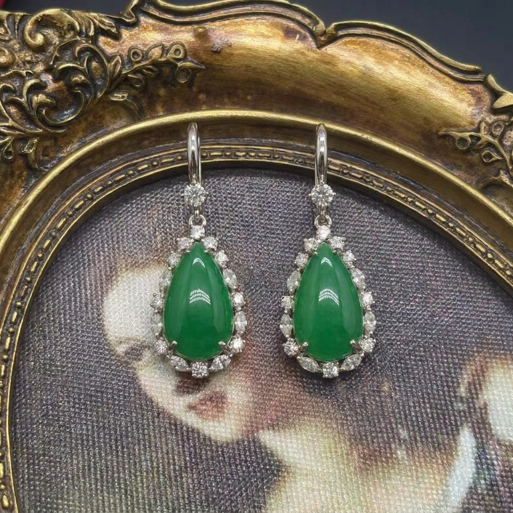 Luxury Emerald Jewelry Set – Teardrop Necklace & Earrings Earring