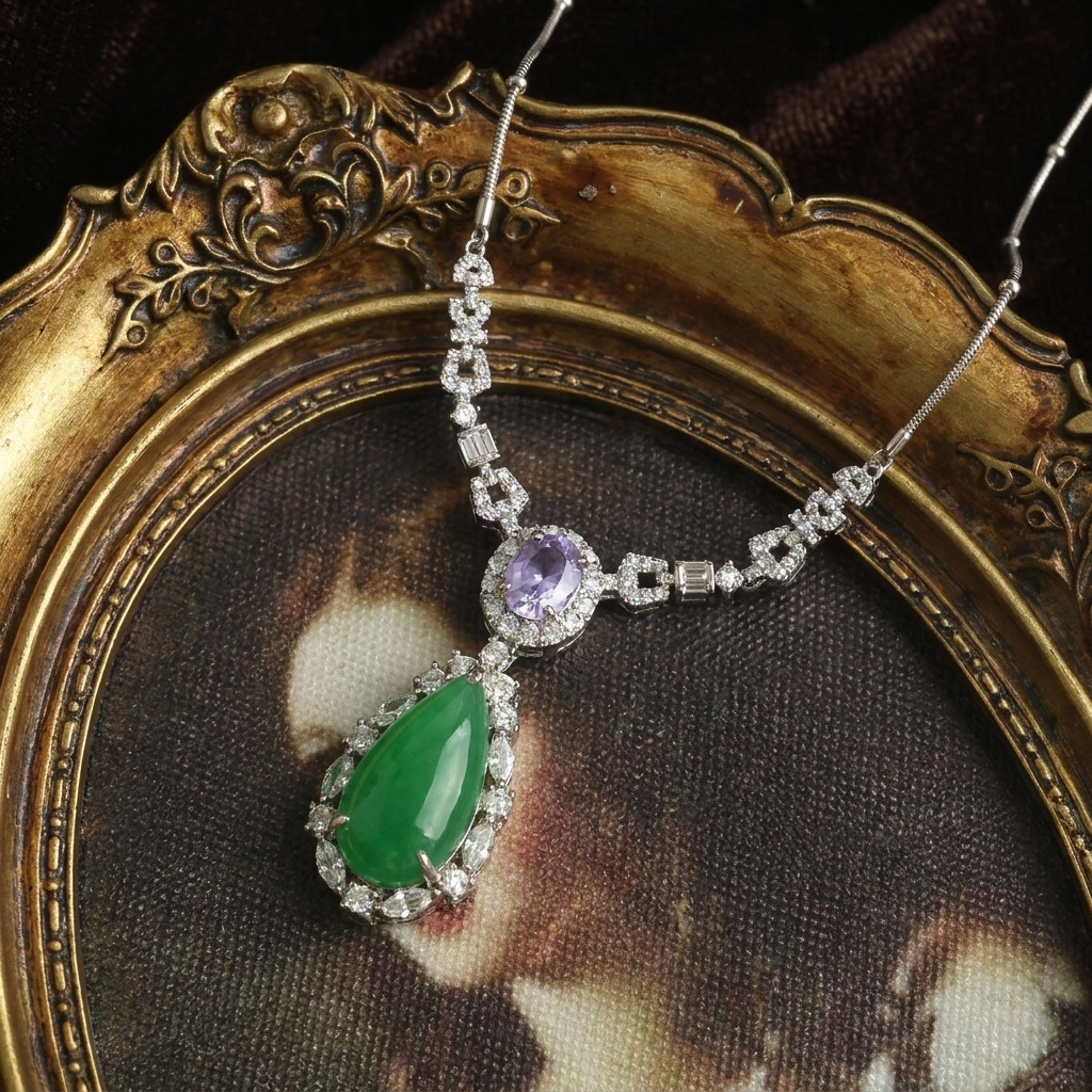 Luxury Emerald Jewelry Set – Teardrop Necklace & Earrings Necklace