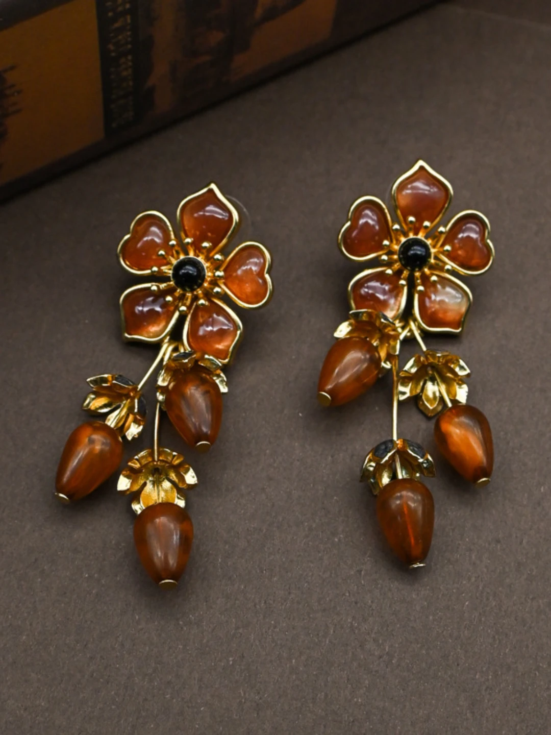 Vintage Blossom Berry Earrings-Artistic Floral Earrings Inspired by Nature Red