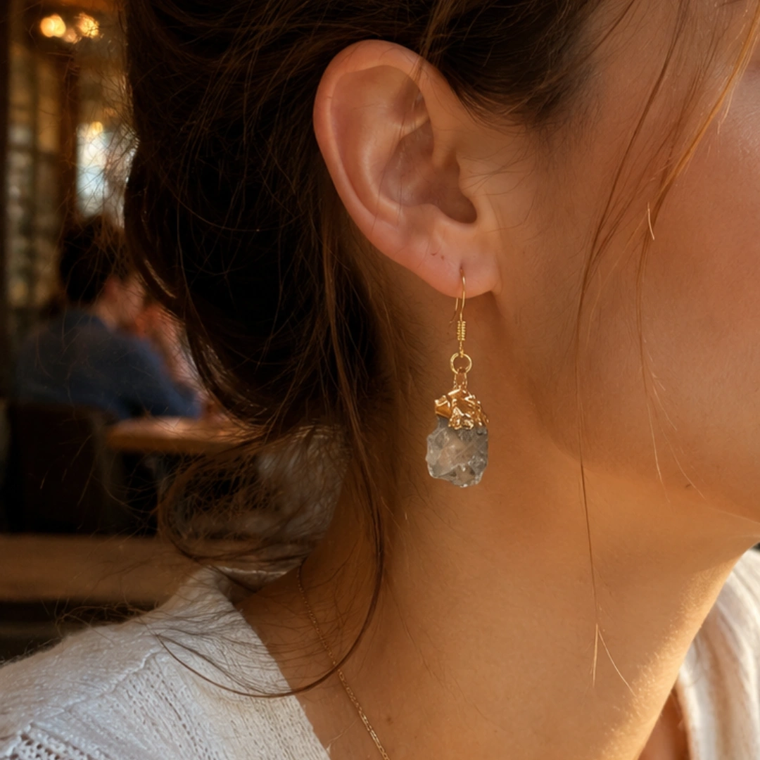 Raw Crystal Birth Month Earrings thumbnail